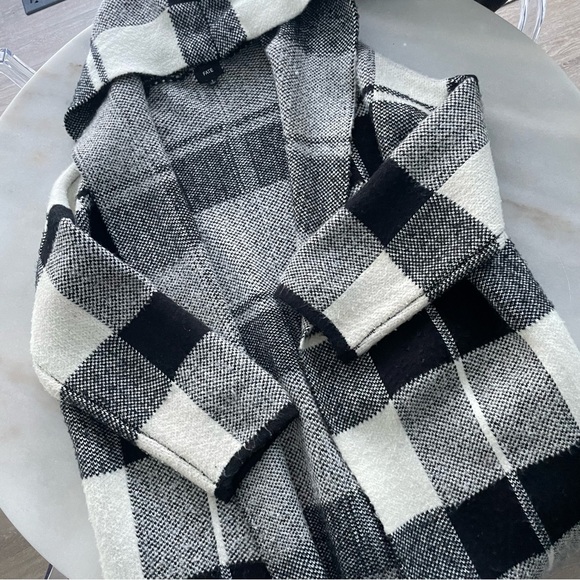 Fate Sweaters - Fate Black and White Plaid Hooded Coat size S
